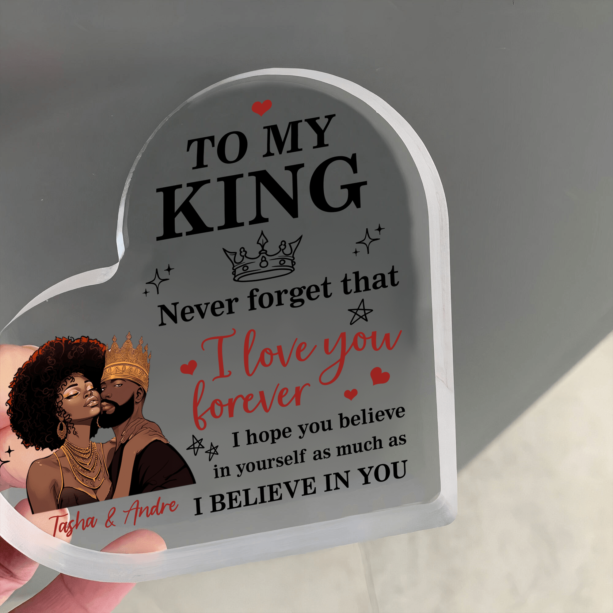 Heart-Shaped for Black Couple - Custom Photo, Personalized Gift for Valentine, Black History Month, Juneteenth or any occasion | African American