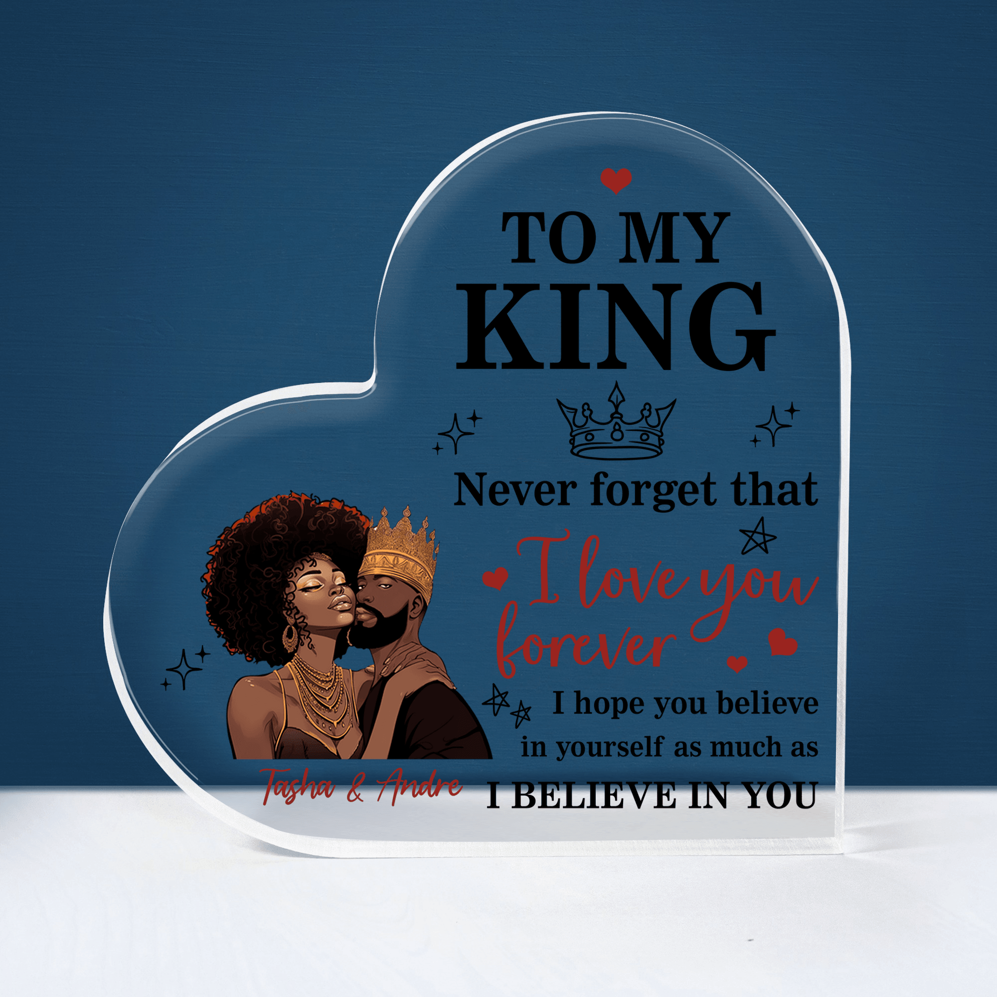 Heart-Shaped for Black Couple - Custom Photo, Personalized Gift for Valentine, Black History Month, Juneteenth or any occasion | African American
